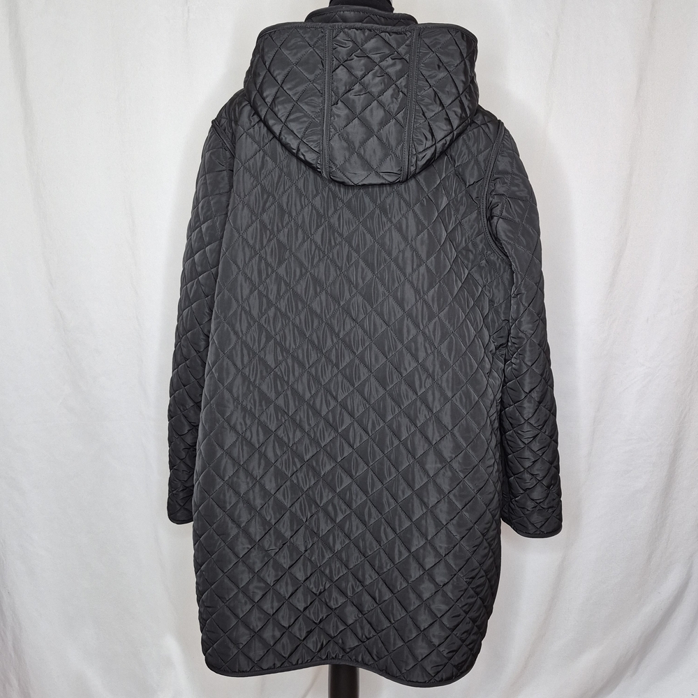 Coldwater Creek Quilted Hooded Coat in Black - Picture 5 of 16